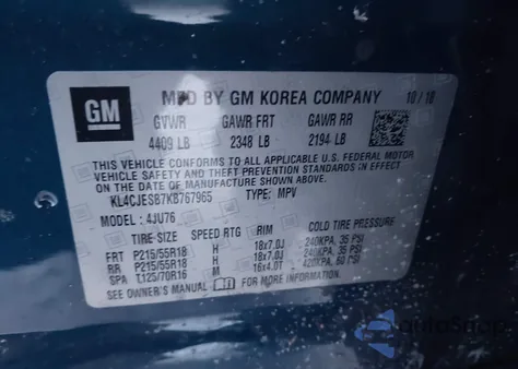 2019 Buick Encore Awd Preferred z USA, uszkodzony, nr VIN KL4CJESB7KB767965